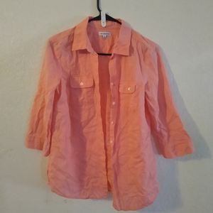 Croft & Borrow pink coral long sleeve button up